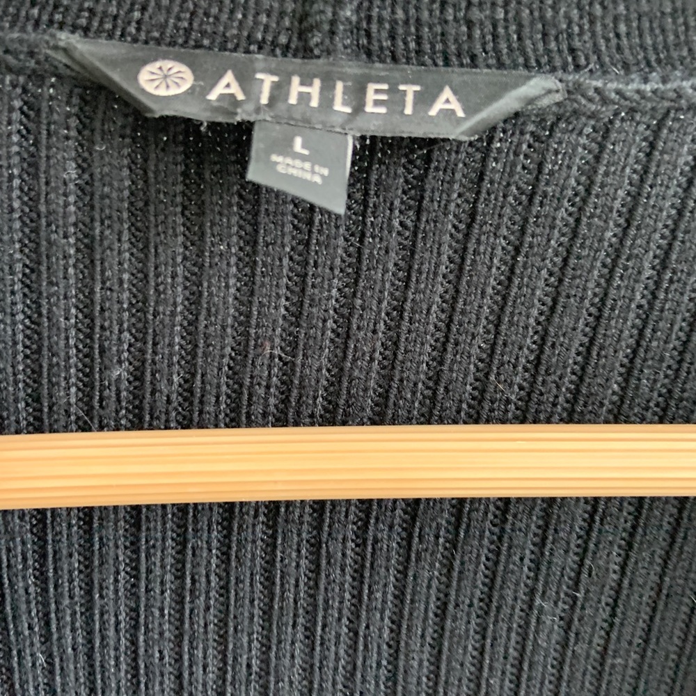 Athleta Thermolite Sentinel black Ribbed Merino Wool Zip-up Cardigan Coat - Picture 4 of 7
